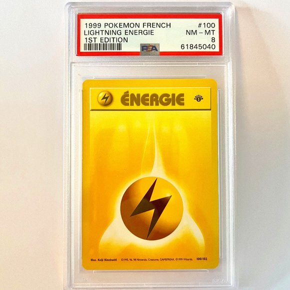 PSA 8 Lightning Energie NM-MT 100 French Base 1st Edition 1999 Pokemon 61845040 - Picture 1 of 2
